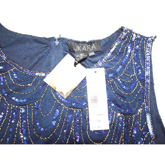 J Kara Navy Sequin Pop Over Dress no scarf, NWT, Sz 24W - Picture 4 of 6